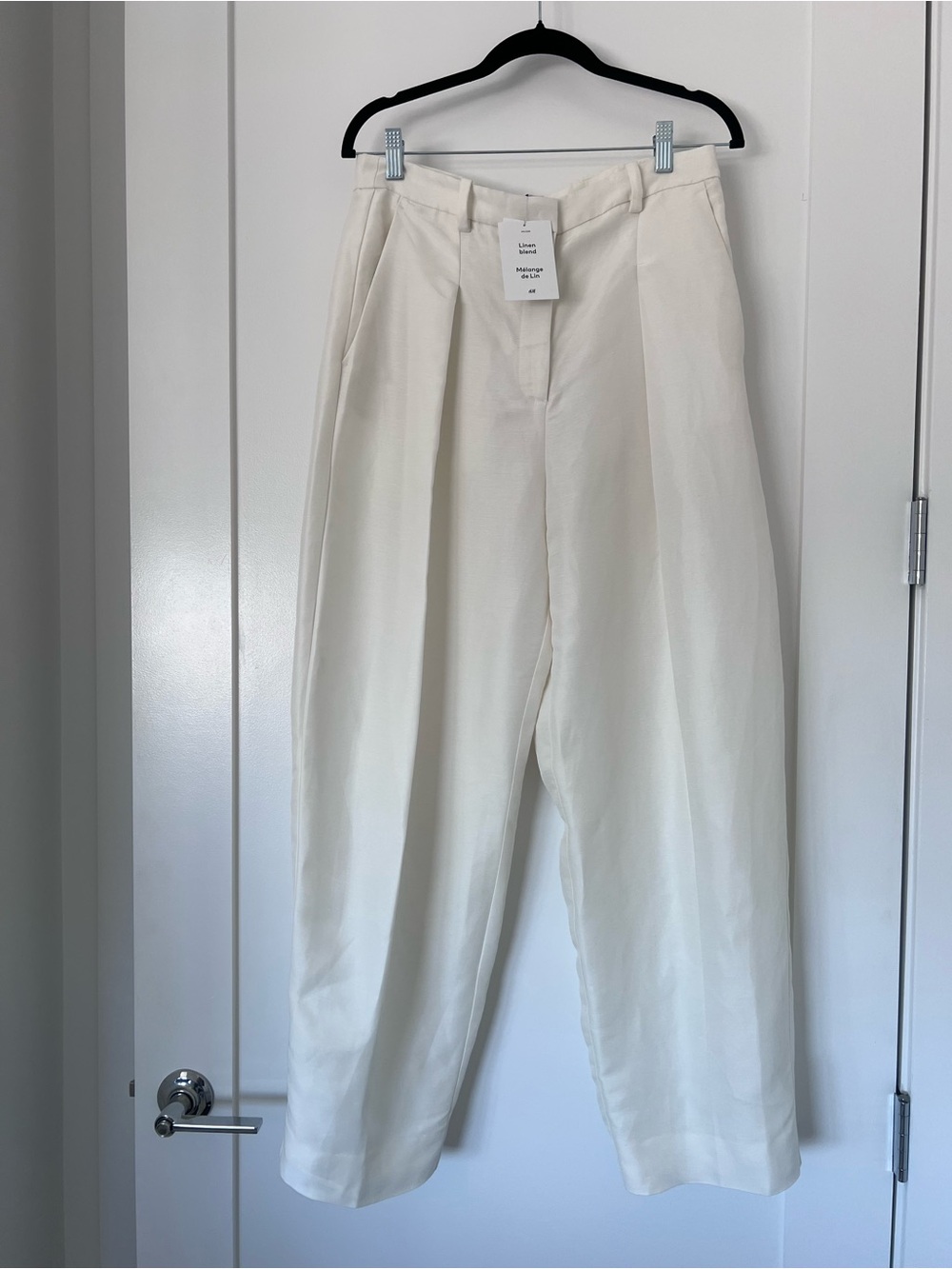 NWT H&M Wide-Leg Linen blend Cream Trousers - Picture 7 of 7